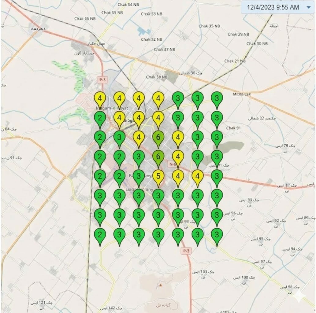 Sajjad Pets Clinic local ranking improvement map showing climb to 4th position